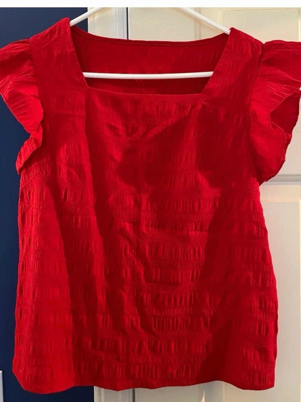 Red Ruffled Sleeve Top - Picture 4 of 4